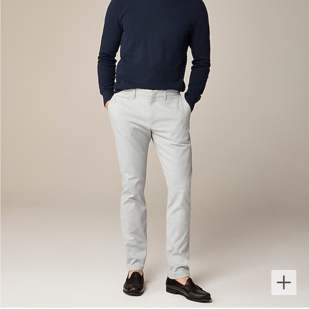 J crew 484 Slim-fit tech oxford pant gray white oxford